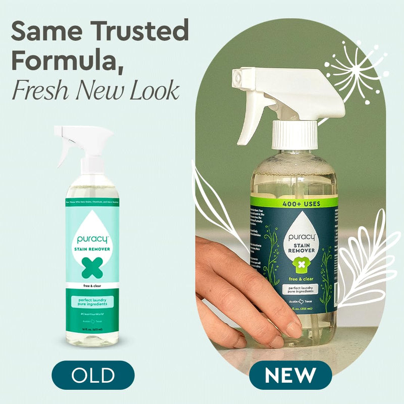 [Australia] - Puracy Stain Remover Cleaning Spray - Enzyme-Powered Stain Remover Spray As Seen on TikTok, Natural Travel Stain Remover for Clothes Free & Clear, 12 oz Free&Clear 12oz 