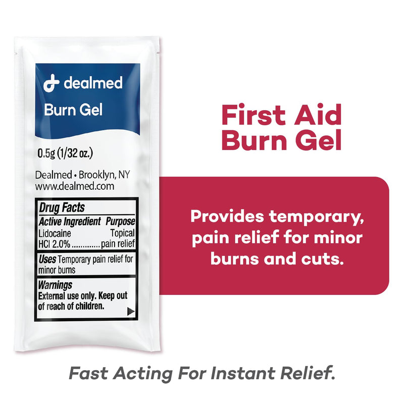 [Australia] - Dealmed First Aid Burn Gel – Made in the USA, First Aid Gel for Temporary Relief of Minor Burns, Cuts, and Scrapes, 144 Packets/Box (.5g) - Pack of 1 Burn Gel Box 