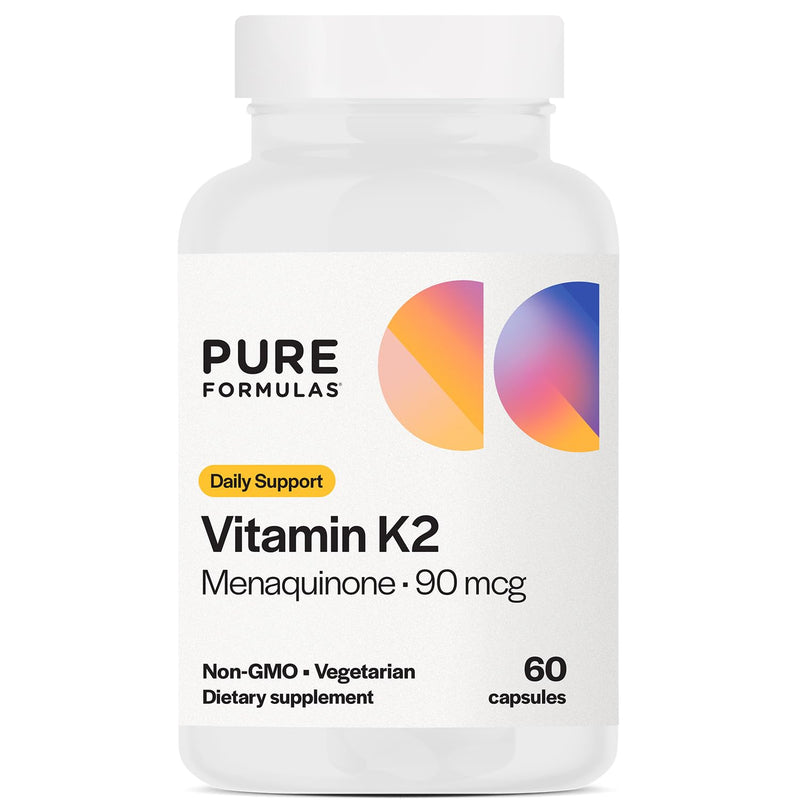 [Australia] - PureFormulas Vitamin K2 MK7 (Menaquinone-7)| High Potency 90mcg | 60 Vegetarian Capsules | Bone & Cardiovascular Support | Soy-Free, Non-GMO, 60 Day Supply 