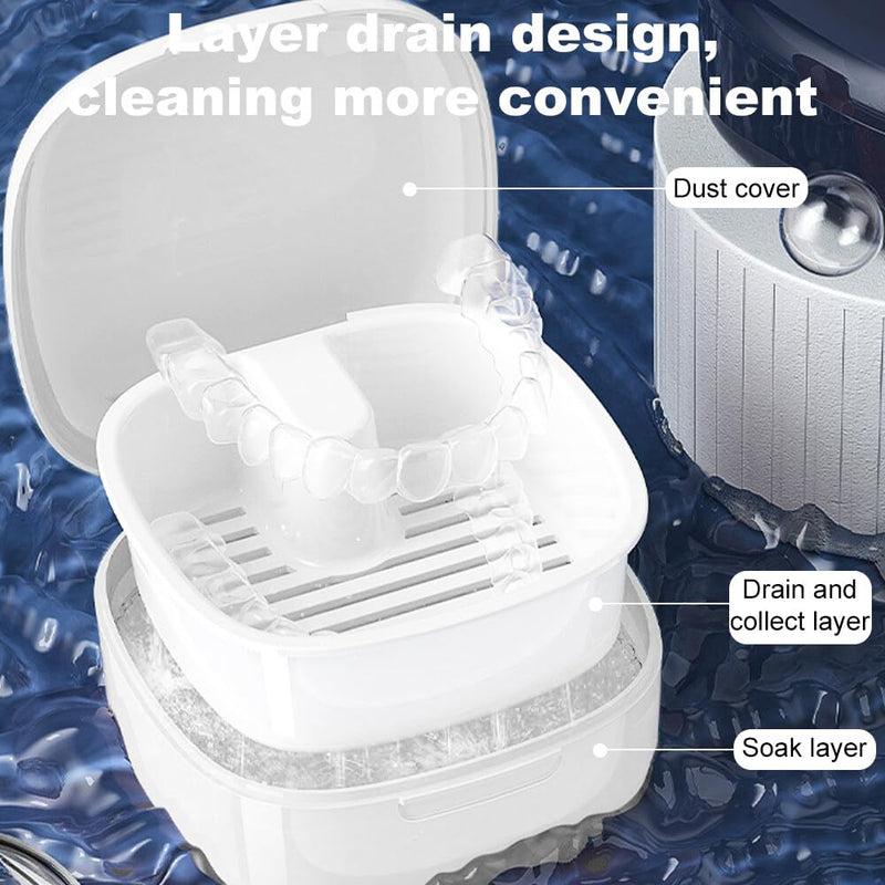 [Australia] - GmeDhc Braces box with sieve, portable denture box cover, invisible braces storage box, denture box, for holder, cleaning box white B 
