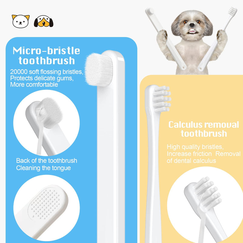 [Australia] - Small Dog Toothbrush Kit,Puppy Tooth Brushing Kit, Suitable for All Puppy and Samll Dogs Dental Care. White, Soft Bristles, Meet All Cleaning Needs, Multi-Functional Dental Cleaning. 
