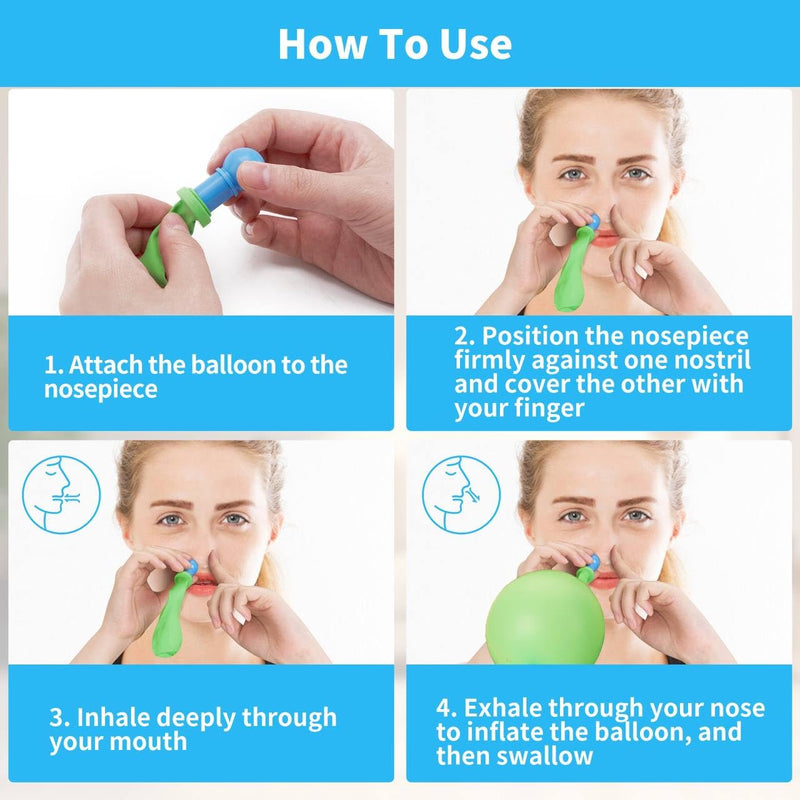 [Australia] - Tilcare Eustachian Ear Unclogger - Ear Unclogger for Treating Middle Ear Infection and Ear Popping for Adults - Includes 3 Nose Pieces, 3 Covers and 10 Balloons 