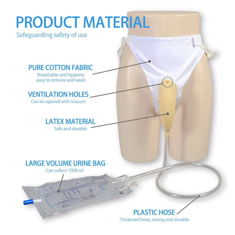 [Australia] - Wearable Urinal for Men, Protable Latex Material with Collection Urine Bag, Urinary Drainage Bag System,Skin-friendly and odorless (1000ml) (Universal style) Universal Style 