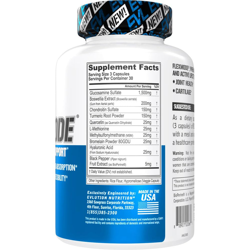 [Australia] - Evlution High Absorption Joint Support Supplement FLEXMODE Joint Supplement with Advanced Joint Vitamins Including Glucosamine Chondroitin MSM Boswellia and Hyaluronic Acid - 30 Servings 