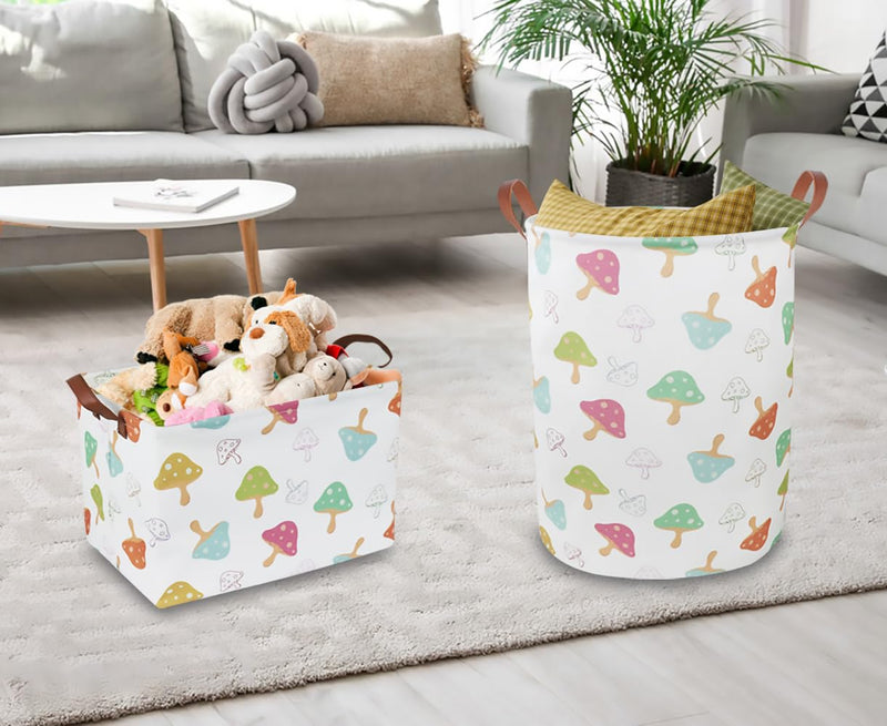 [Australia] - Rectangular Kids Toys Storage Basket,Waterproof Gift Basket,Room Decor,Toy Bins,Shelf Basket(Mushroom) Mushroom 