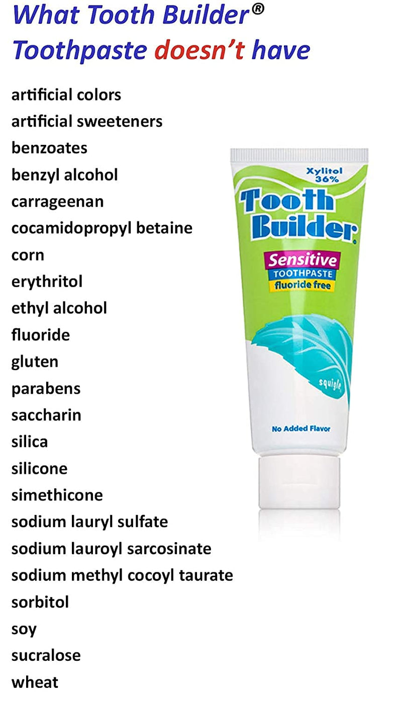 Squigle Tooth Builder SLS Free Toothpaste (Stops Tooth Sensitivity) Prevents Canker Sores, Cavities, Perioral Dermatitis, Bad Breath, Chapped Lips, 4 oz (4 Ounce (Pack of 1), Unflavored) 4 Ounce (Pack of 1)