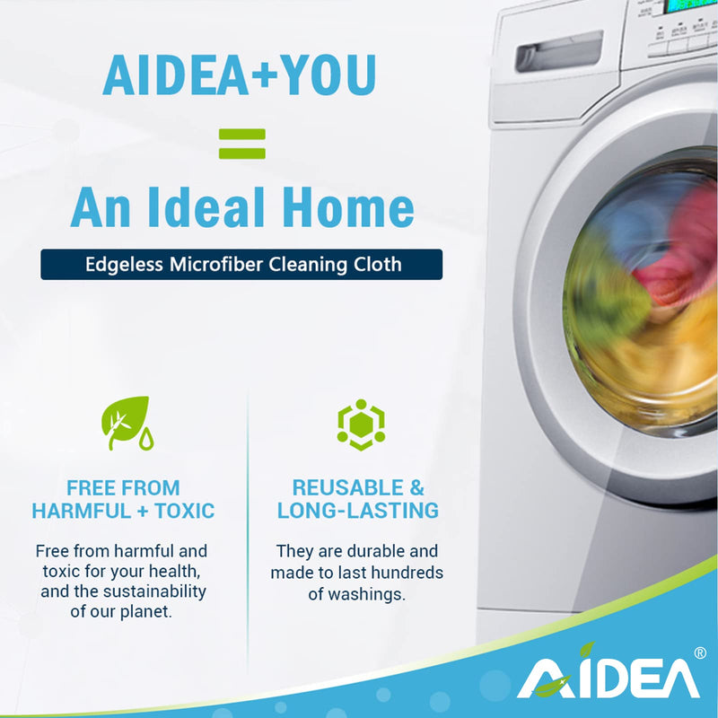 [Australia] - AIDEA Microfiber Cleaning Cloths-8PK, All-Purpose Cleaning Towels, Soft Absorbent Cleaning Rags Kitchen Towels, Lint-Free Dusting Cloth for House, Kitchen, Car, Window-(12in.x 12in.) Blue/Yellow 8 PK 