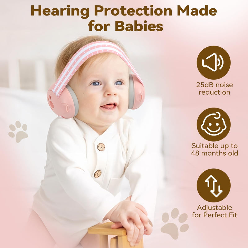 [Australia] - Baby Ear Muffs Noise Protection, 2-In-1 Baby Noise Cancelling Headphones for 0-48 Months Infants Toddlers, Travel Essentials for Airplane Fireworks Sleeping Pink 