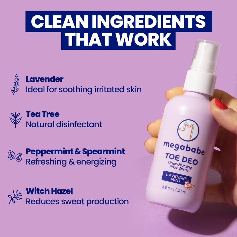 Megababe Toe Deo, Foot Odor Eliminator & Deodorizer, 3.8 fl oz
