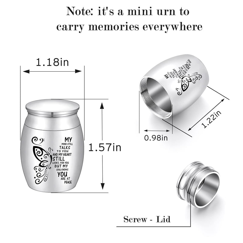 [Australia] - SOITIS Small Keepsake Urn for Human Ashes - 1.57 Inches Butterfly Mini Urn - Stainless Steel Ash Holder for Women, Silver 1.57Inch No-Custom 