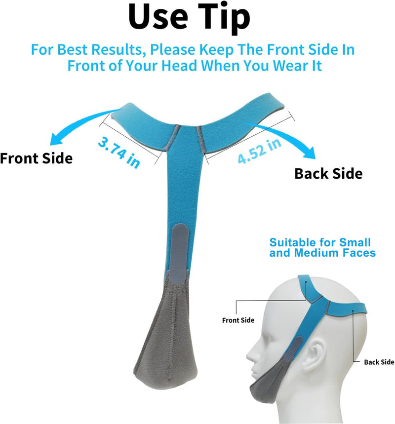 [Australia] - Anti Snoring Chin Strap for Men and Women, Comfortable Chin Strap for Cpap Users, Adjustable Stop Snoring Chin Strap Snoring Solution Chin Straps to Keep Mouth Closed While Sleeping (Blue) Blue 2 