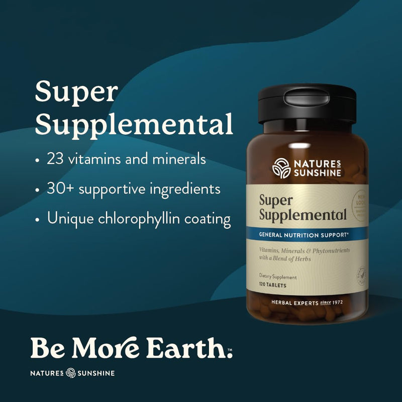 Nature's Sunshine Super Supplemental: Complete Multivitamin with Minerals, Antioxidants & More for Nutritional Gaps, Overall Health, Immune & Energy Support. 120 Tabs With Iron
