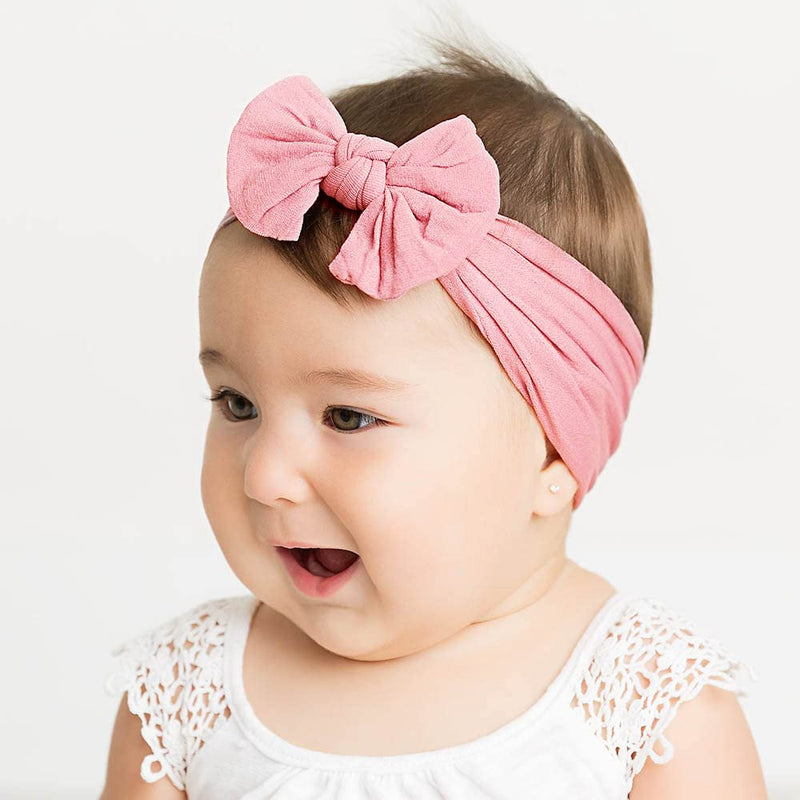 CÉLLOT Super Stretchy Soft Knot Headbands with Hair Bows Head Wrap Hair Accessories For Newborn Baby Girls Infant Toddlers Kids A