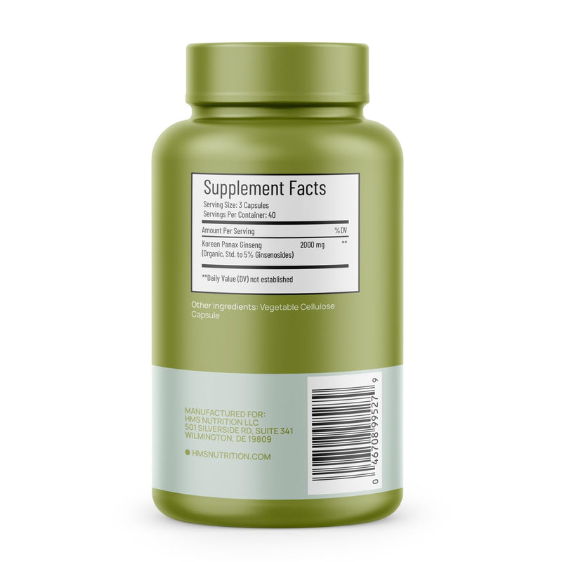 [Australia] - Certified Organic 2000mg Korean Red Panax Ginseng 120 Vegan Capsules Super Strength Extract - High Ginsenosides Supports Energy, Stamina, Performance and Mental Health 