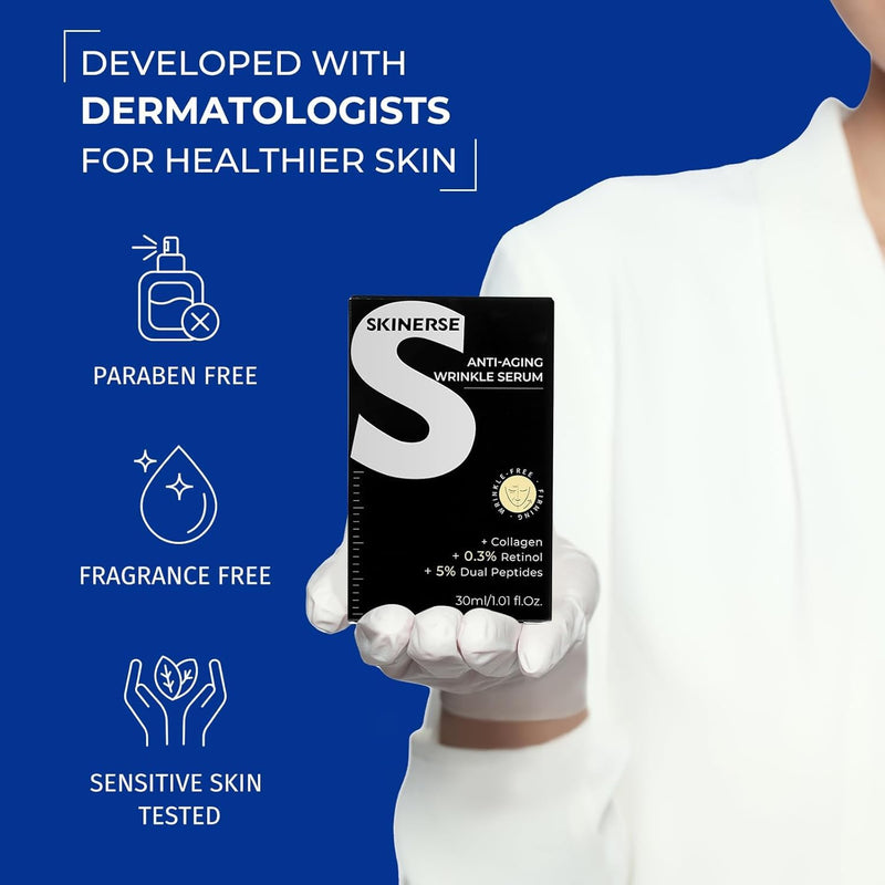 Retinol Serum for Face, Anti Aging Serum, Retinoid Collagen with Vitamin E Resurfacing Facial Rapid Fine Lines Repair, Brightening Pore Minimizer for Face Daily Skin Care Treatment 1oz