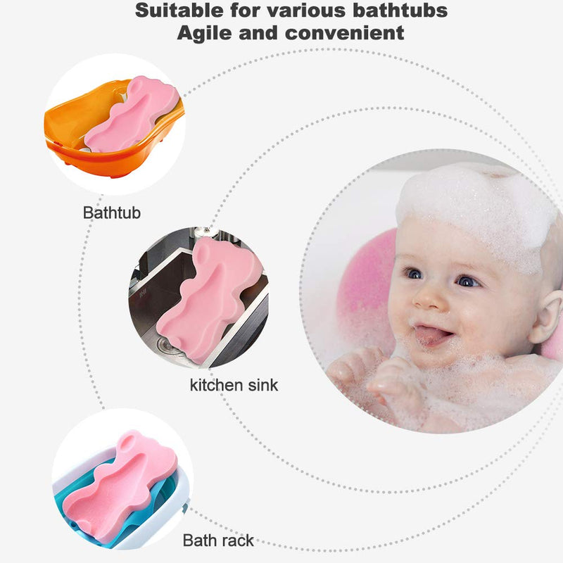 HALLO Soft Infant Bath Sponge Skid Proof Baby Bath Mat Newborn Odor Free (Pink) Pink