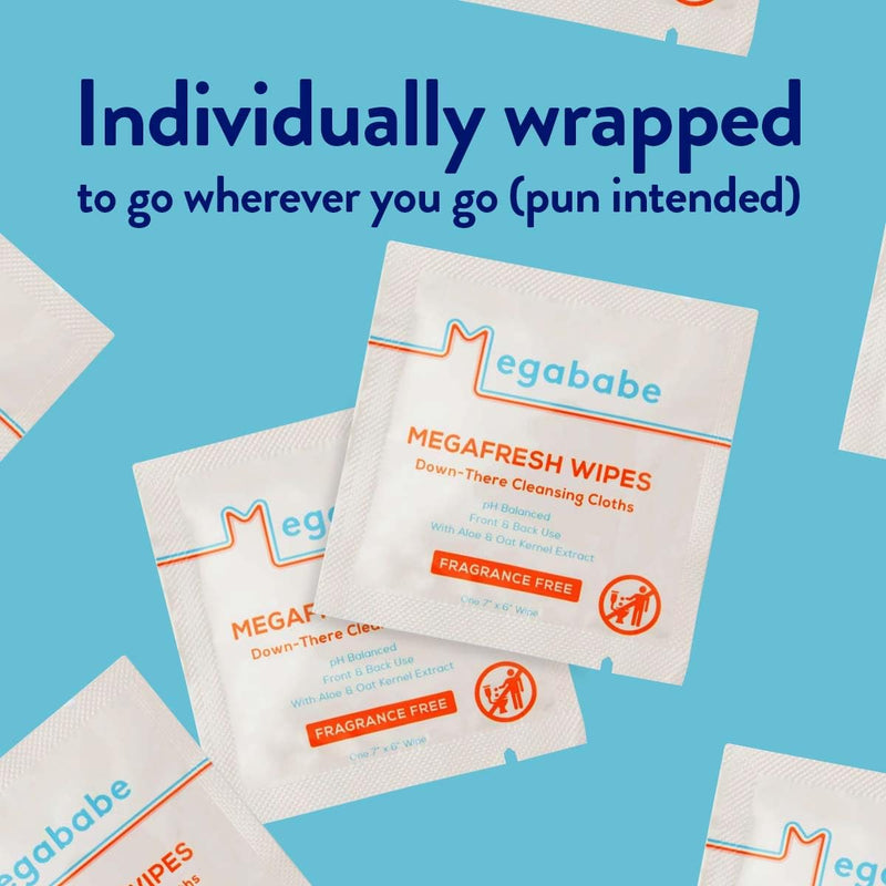 [Australia] - Megababe Megafresh Wipes | Unscented Cleansing Wipes for the Intimate Area | pH Balanced, Front & Back Use | 16 Individually Wrapped Wipes (Pack of 1) 