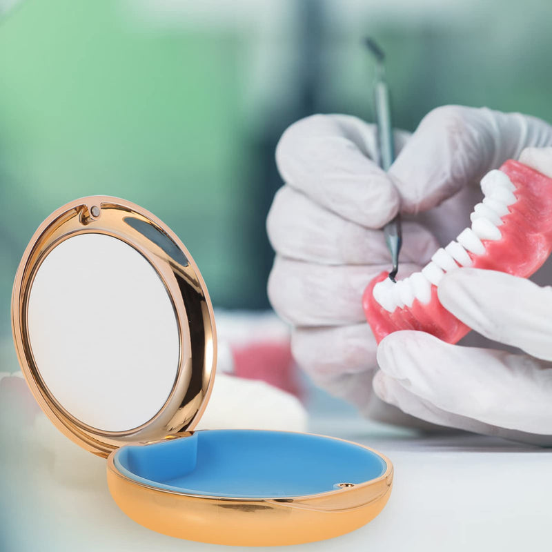 [Australia] - HEALLILY denture box, braces box with mirror, denture box, denture box, denture box, denture storage box, dental box for bite splint, grinding splint, dental care, golden 