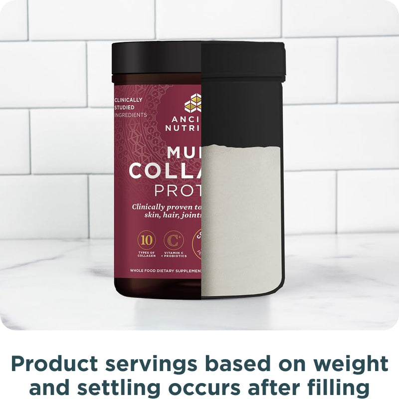 Ancient Nutrition Collagen Peptides Powder, Multi Collagen Protein, Women & Men, Vitamin C, Probiotics, Hydrolyzed Collagen, Supports Skin, Joints, Gut Health, Unflavored (40 Servings) | Vitamin C, Probiotics, Grass-Fed Hydrolyzed Collagen, Supports Sk...