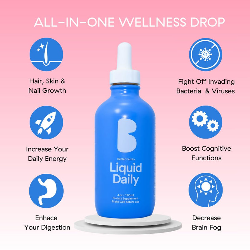 Better Family - Liquid Daily Multivitamin - All-in-One Wellness Drop - All Ages & Genders - Methylated Vitamins - No Sugar or Artificials - Gluten Free, Non-GMO - Dietary Supplement - 4oz (120 ml) 4 Fl Oz (Pack of 1)