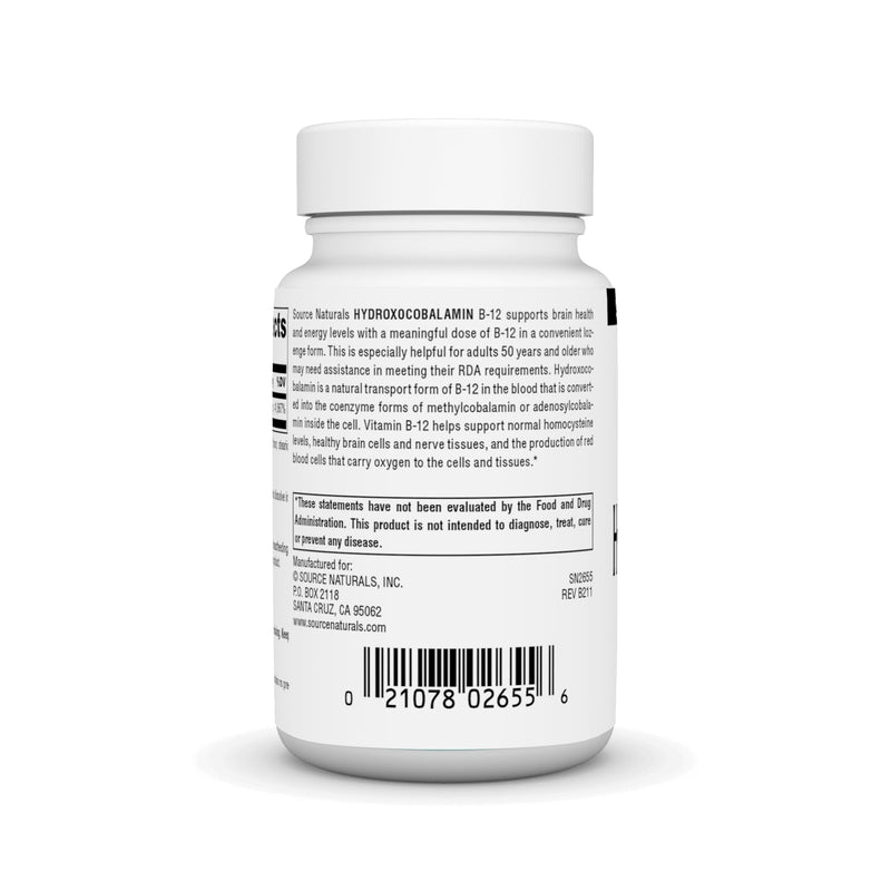Source Naturals, Vegan HydroxoCobalamin - 1 mg - 120 Lozenges | Vitamin B-12 | Cherry Flavored 120 Count (Pack of 1)