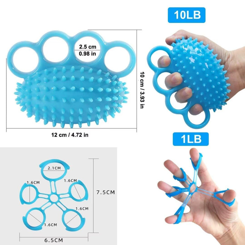 [Australia] - Finger Exerciser Training Ball Hand Grip Strengthener Trainer Squeeze Balls, Finger and Wrist Physical Therapy for Elderly Stroke Recovery, Anxiety Stress Relief, Arthritis, Carpal Tunnel, Massage Blue-2 