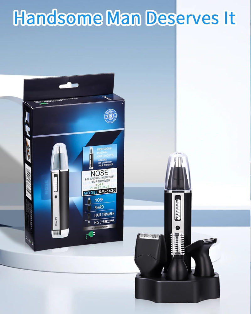 [Australia] - Birshe nose hair trimmer, nose hair trimmer, eyebrow trimmer, 3 in 1 set, ear hair trimmer with socket, pain-free facial hair trimmer for men and women, IPX7 waterproof, easy to clean 