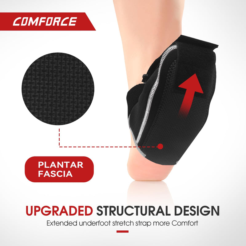 [Australia] - COMFORCE Adjustable Plantar Fasciitis Night Splint, Non-Slip Plantar Fasciitis Socks for Relieving Foot Pain, Plantar Fasciitis, Achilles Tendonitis, Heel Spurs, Flat Arches, L (Black) 