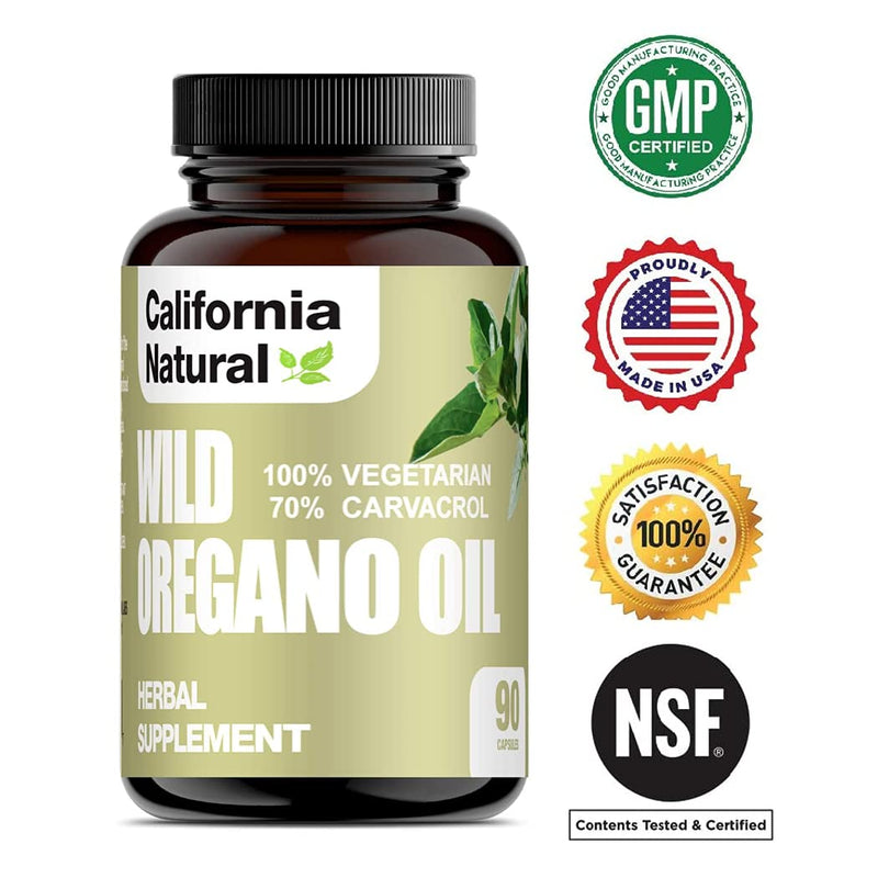 [Australia] - Wild Oregano Oil Vegetarian Soft Capsules - California Natural - Immune System & Digestive Support - Promote Gut Health & Healthy Digestion - 100% Vegetarian - 70% Carvacrol - Herbal 90 count 