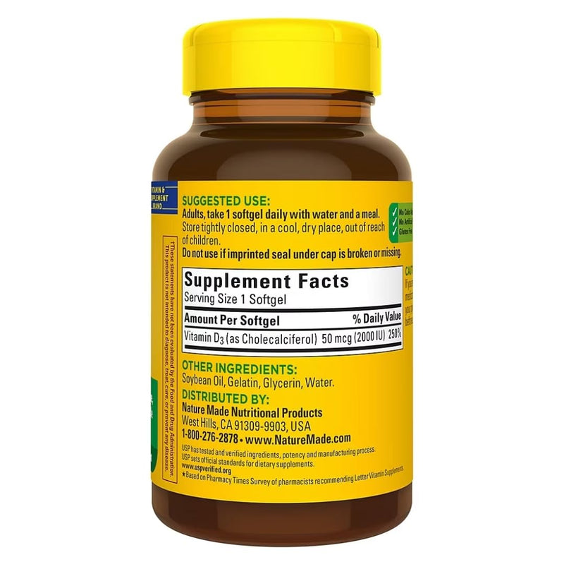 Nature Made Vitamin D3 2000iu 320 Ct. Soft Gels (Packaging May Vary) 320 Count (Pack of 1)