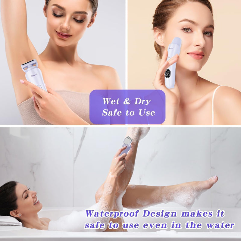 [Australia] - Hatteker Women's Electric Shaver Bikini Trimmer Hair Trimmer for Women LED Display Electric Razor for Legs Bikini Underarm Public Hairs Led Display IPX7 Waterproof Gift for Women (Purple) Purple 