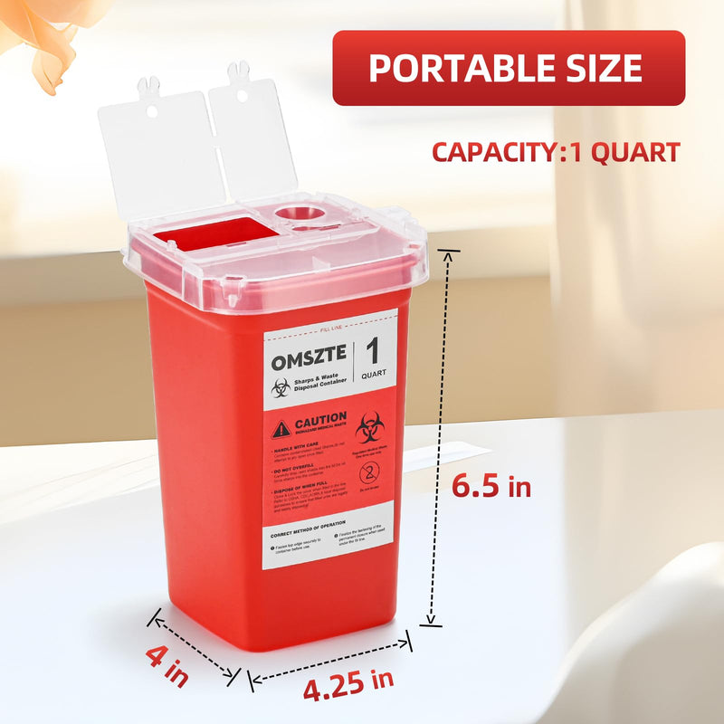 1 Quart Sharps Container for Professional Small Sharp Needle Disposal and Medical Waste Disposal Containers, Syringe Disposal, Ideal for Home, Clinic, Barber Use (1-Pack) 1 Pack - 1 Quart