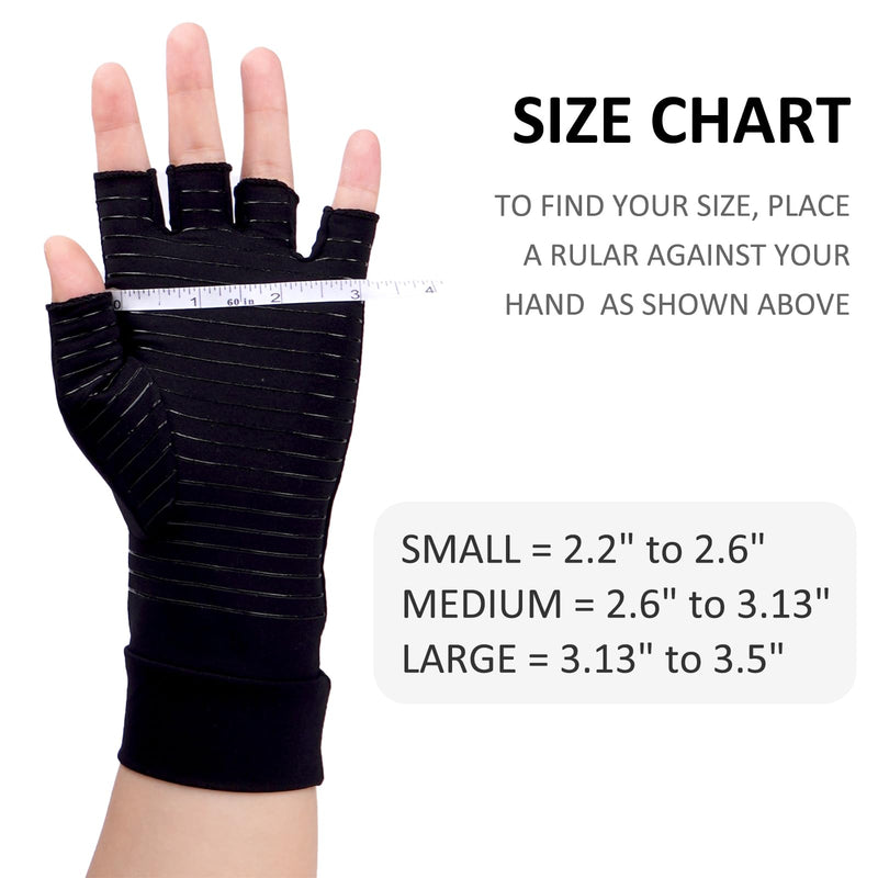 [Australia] - Arthritis Gloves for Women Men, Fingerless Hand Thumb Gloves, Black Small 