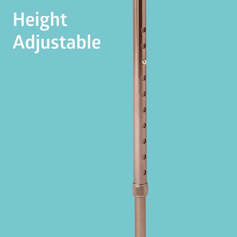 Medline Aluminum Offset Walking Cane, Adjusts 29-38" & Supports up to 300 Lbs. - Mobility Aid Provides Balance for Seniors & Adults Bronze