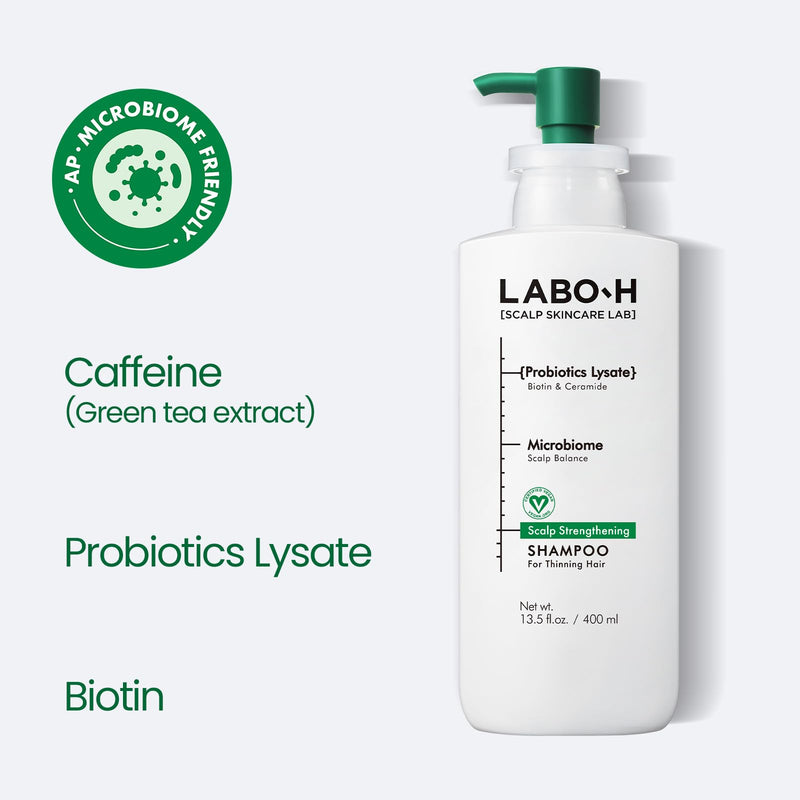 LABO.H Scalp Strengthening Shampoo for Hair Growth & Anti-Loss | Vegan Ceramide Haircare Routine with Rosemary Oil, Biotin and Caffeine, Paraben Free, Korean Hair Care, 13.5 Fl. oz. | Vegan Ceramide Haircare Routine with Rosemary Oil, Biotin and Caffei...