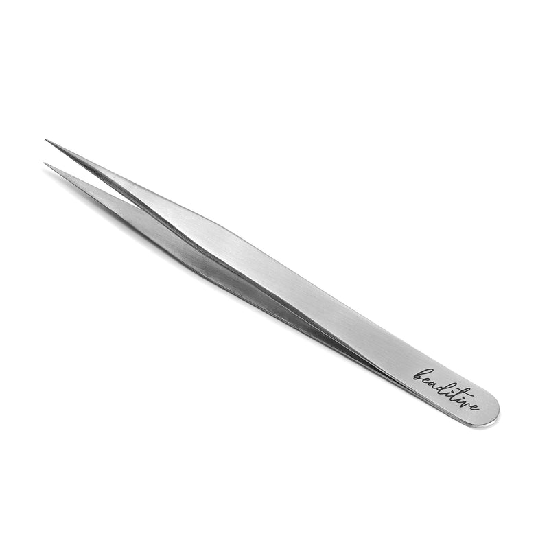 Beaditive High Precision Tweezers 3 Pack - 4.7" Craft Tweezers for Sewing, Beading & DIY Crafts - Non-Serrated Jewelry Tweezer Set with Fine Point Tips - Stainless Steel Needle Nose Hobby Tweezers