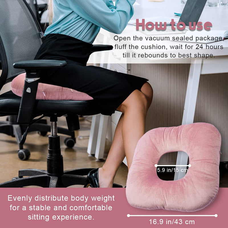 [Australia] - Stuffed Donut Pillow Seat Cushion | for Tailbone and Coccyx Pain, Hemorrhoids, Bed Sores, Pregnancy, Prostate, Surgery Recovery, Sitting Pressure Relief, for Home, Office and Car (Dusty Pink) Dusty Pink 