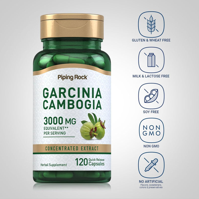 [Australia] - Piping Rock Garcinia Cambogia Extract Capsules | 3000mg | 120 Count | Concentrated Pills | Non-GMO, Gluten Free Supplement 