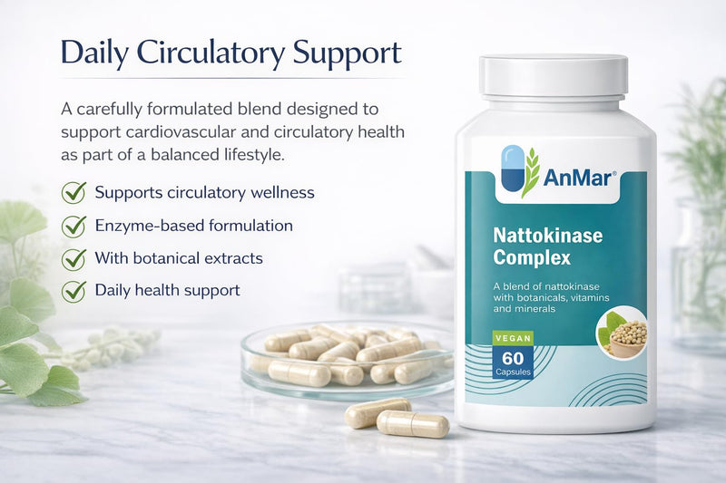 AnMar® Nattokinase Complex 2000 FU – 100mg Nattokinase Enzyme with Black Seed, Green Tea & Selenium – Fermented Soy Nattokinase Supplement – 60 Vegan Capsules