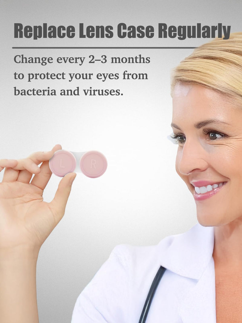 [Australia] - 4 Pack Contact Lens Case, Contact Solution Soaking Case Replacement Kit for Travel, Daily Use (Pink) Surgar Pink 