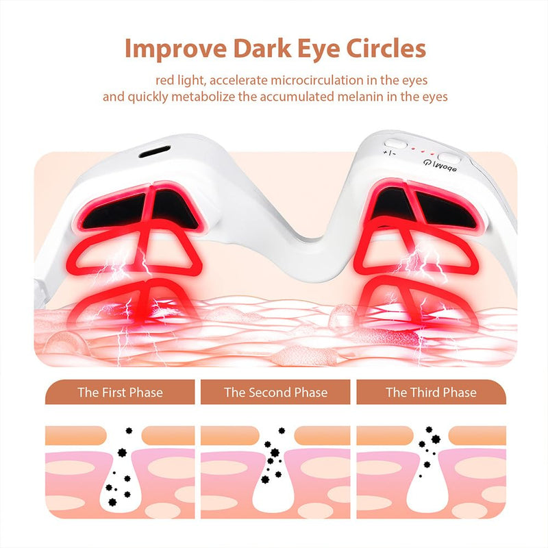 Red Light & Microcurrent Eye Massager – 3D Contour Under-Eye Device for Dark Circles, Puffiness, Fine Lines & Wrinkles – Rechargeable Anti-Aging Eye Therapy Glasses