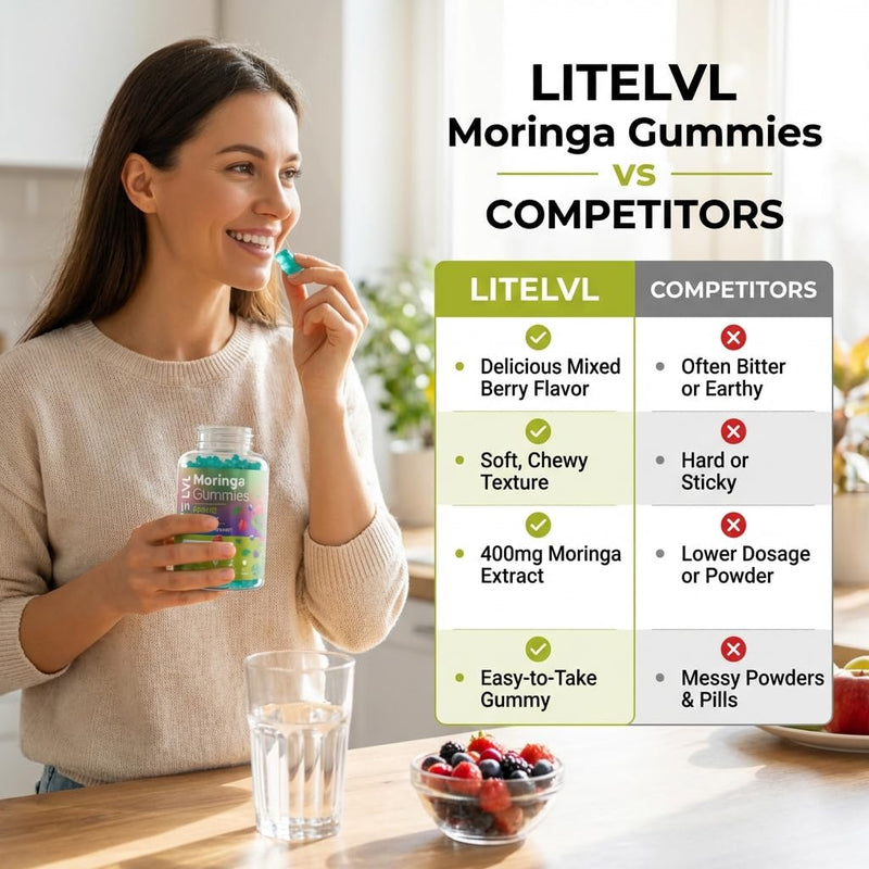 Moringa Gummies x 60 | Daily Wellness Support | Plant Based Superfood Gummies | Easy Wellness with Moringa Leaf | Powerful Antioxidants | Mixed Berry Flavour | 30 Days Supply |