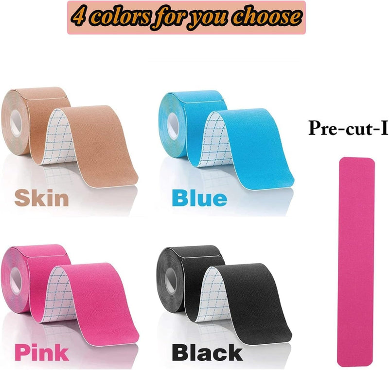 [Australia] - 3 Rolls Kinesiology Tape Precut, Athletic Sports Tape Adhesive for Muscles Ankle Neck Knee Shoulder Promotes Recovery and Providing Support, Total 60 Precut Strips(Black) Black 