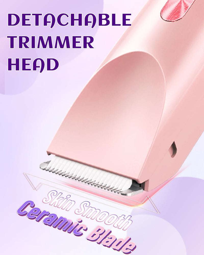 Dermawave Bikini Shaver Trimmer 2.0 for Women Pubic Hair, 2 in 1 Dual Head Painless Electric Razor for Bikini Line Area, Waterproof