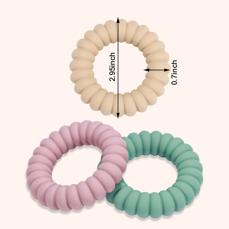 [Australia] - Baby Teether Toys, Silicone Teether Rings with Rattle for Babies, Textured Teething Rings Relief Soothing Sore Gums, 3 Pack 