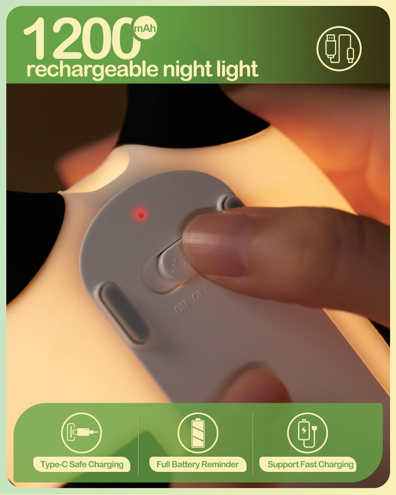 [Australia] - Cute Panda Night Light, LED Squishy Novelty Animal Night Lamp, Food Grade Silicone 3 Level Dimmable Breastfeeding Nursery Nightlight for Room Decor, Cute Gifts Stuff for Boys Girls Baby Children 