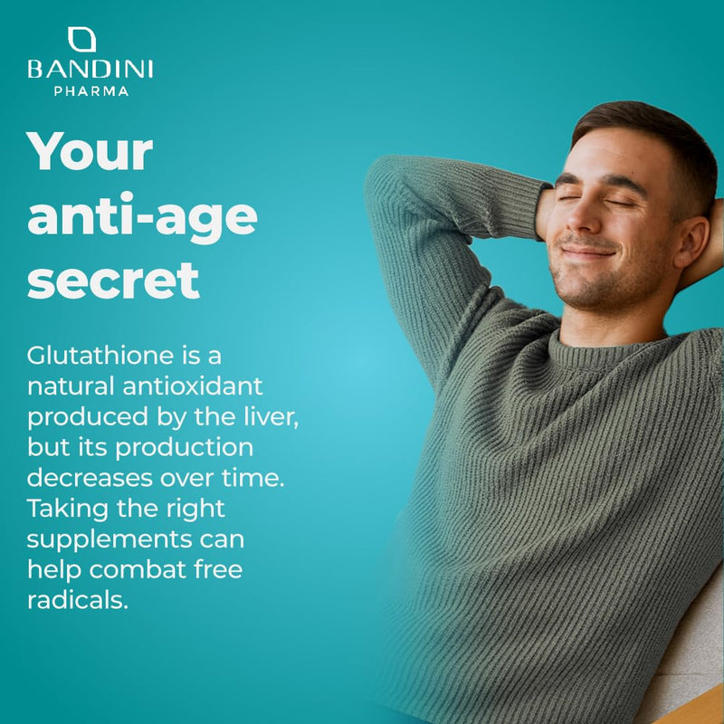 Bandini® High Strength Glutathione Reduced 250mg per Capsule | L-Glutathion Setria® Supplement | Powerful Antioxidant | 10x Better Absorption, Vegan, Gluten-Free, GMO-Free, Kosher | 60 Capsules