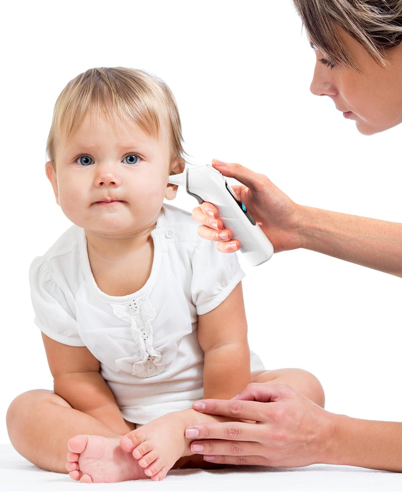 [Australia] - Fever Thermometer Ear for Adults & Children, 1s Result High Precision Ear Thermometer, 30 Memory Retrieval, 3 Color Fever Alarm, with 21 Disposable Probe Covers & Storage Box 