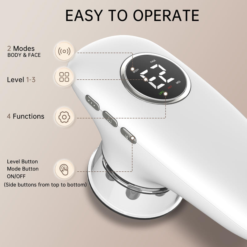 CENXIGO 4 in 1 Body Sculpting Machine-Lymphatic Drainage Massager with 4 Adjustable Functions:Heating,Cupping,Red Light & Massage for Belly, Waist, Arms, Legs and Face