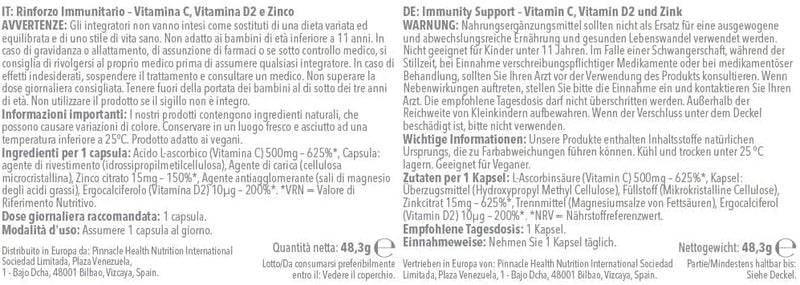 Vitamin C, D and Zinc Capsules for Immunity Support | One-a-Day Formula | 180 Fast Release Capsules = 6 Months' Supply | Vegan Friendly | Manufactured in The UK (3 Count (Pack of 60), Unflavoured) Unflavoured (Label) 60 count (Pack of 3)